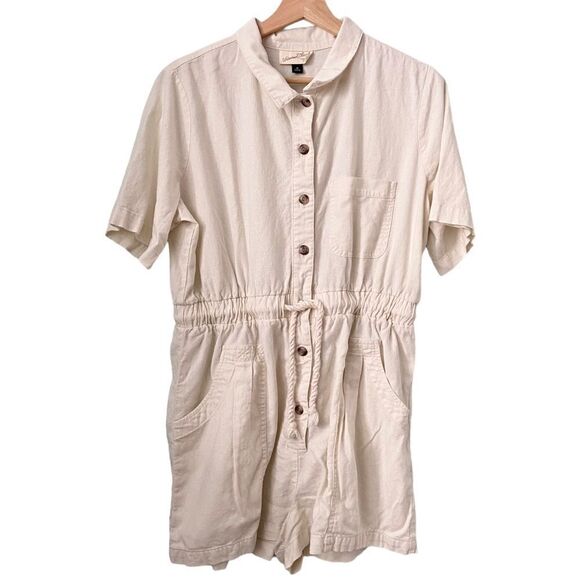 Universal Thread Romper High Neck 3/4 Sleeves in Ivory Print Size Medium - Picture 2 of 8